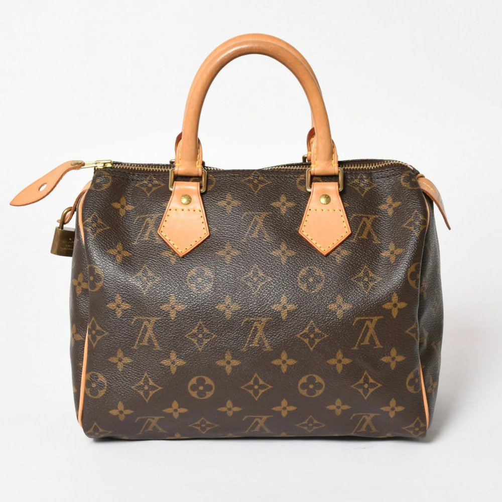 LOUIS VUITTON Speedy Handbag Monogram Canvas Leather Brown